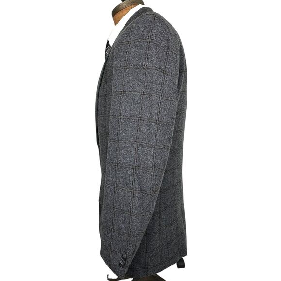Corneliani Men 42R Gray Blazer Jacket Sport Coat Wool Cashmere Windowpane - Picture 4 of 6